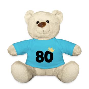 80th Birthday Crown 80th Anniversary Number - Teddy Bear - atoll blue - Front