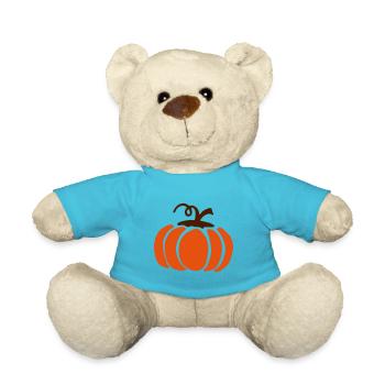 Kürbis orange / pumpkin - squash - Halloween - Teddy - Atollblau - Vorne