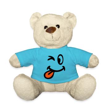 Lächeln Zwinkern Augen zieht Zunge - Teddy - Atollblau - Vorne