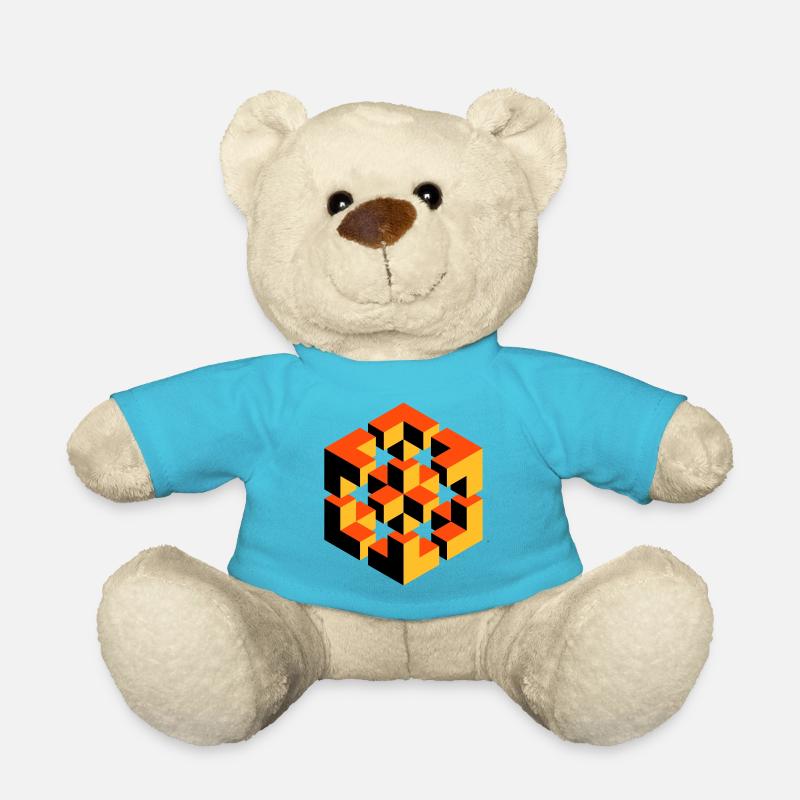 impossible figure Escher cubes de géométrie fantaisie - Nounours - bleu outremer