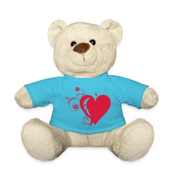 florale Herz whole.3 kleinen Rüschen - Teddy - Atollblau - Vorne