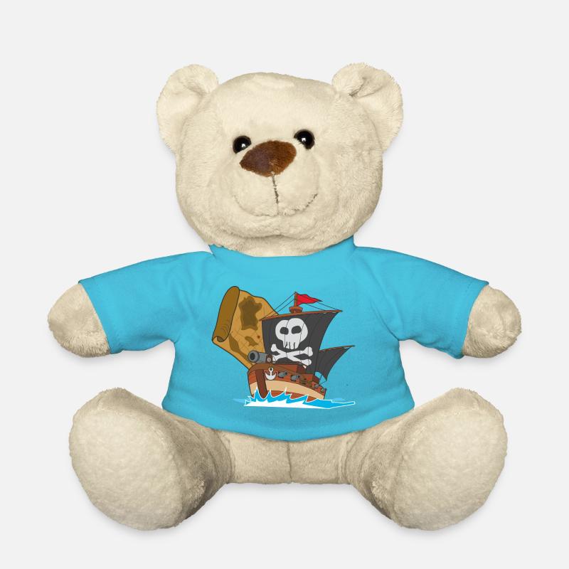 pirate ship boat pirate pirate ship ship skull5 - Teddy Bear - atoll blue
