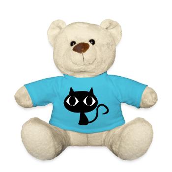 Black cat - Teddy Bear - atoll blue - Front