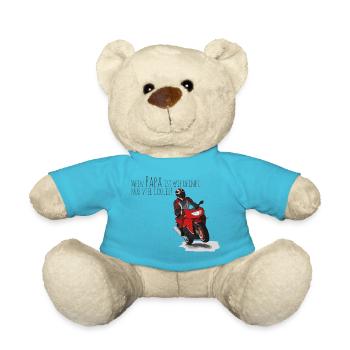 Cooler Papa mit Motorrad - Biker Daddy - Teddy - Atollblau - Vorne