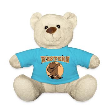 Western Cowboy Cowboy Cowboy Hat - Teddy Bear - atoll blue - Front