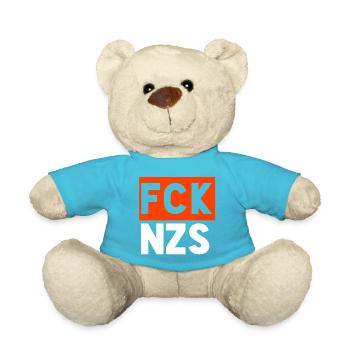 Fuck Nazis - Teddy - Atollblau - Vorne