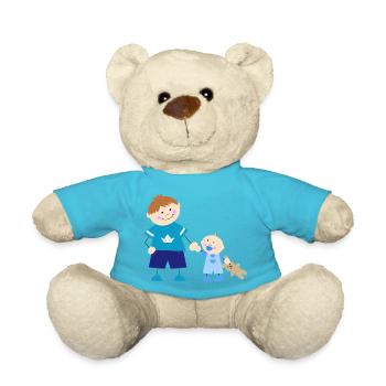 Le grand frère et le petit frère - Nounours - bleu outremer - Devant