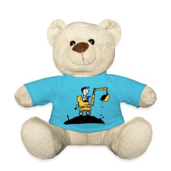 excavator t-shirt - Teddy Bear - atoll blue - Front