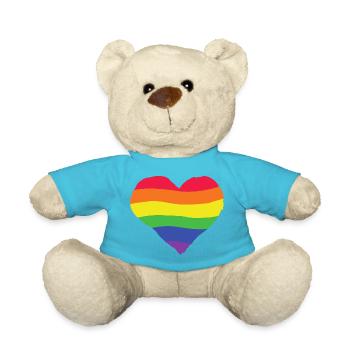 Pride heart - rainbow, color, colorful, lgbtq + love - Teddy Bear - atoll blue - Front
