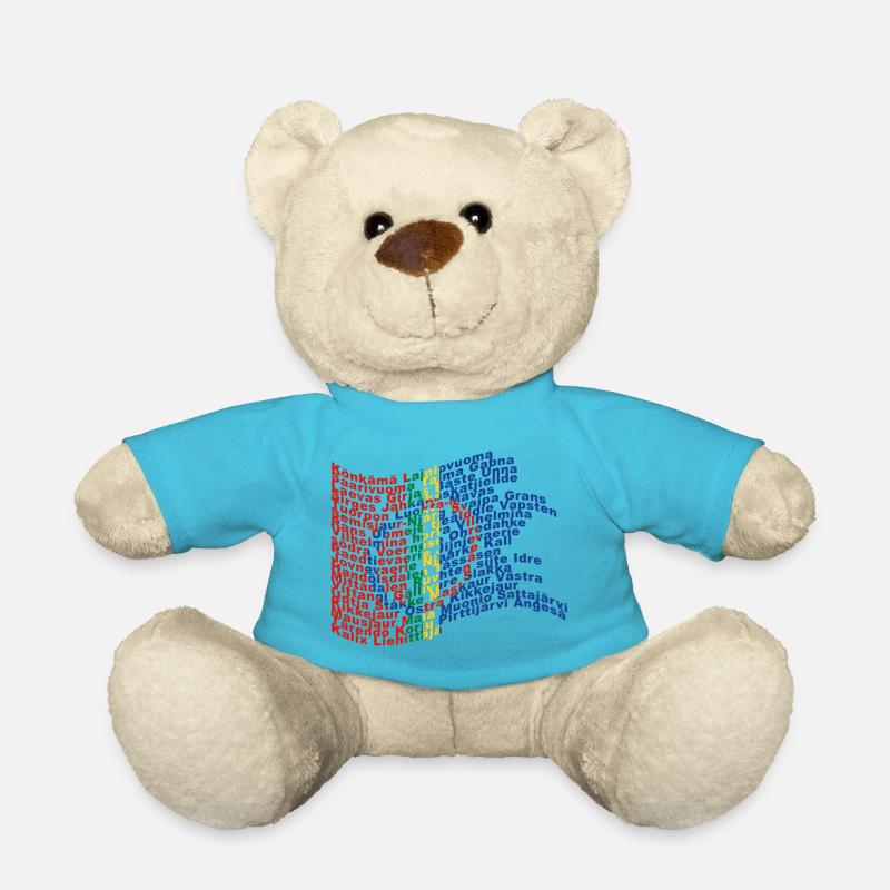 Sapmi Flagge mit samischen Dörfern - Teddy - Atollblau