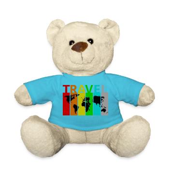 Voyage - Voyage - Carte du monde - Continents - Globe - Nounours - bleu outremer - Devant