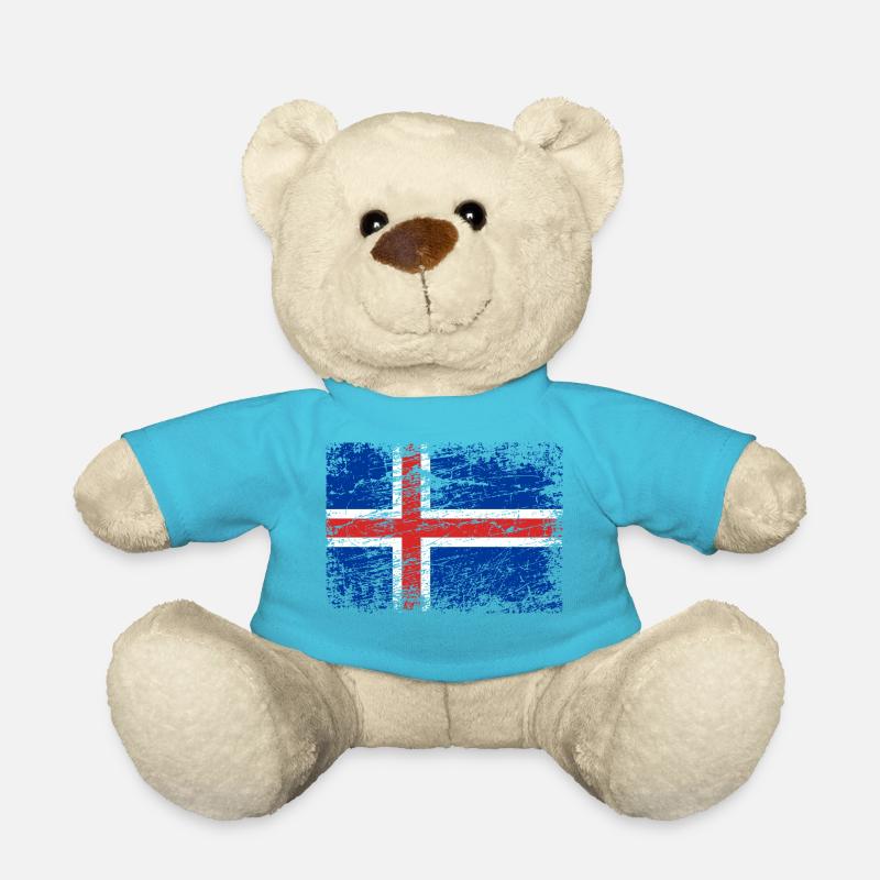 Island Flagge Used Look - Teddy - Atollblau