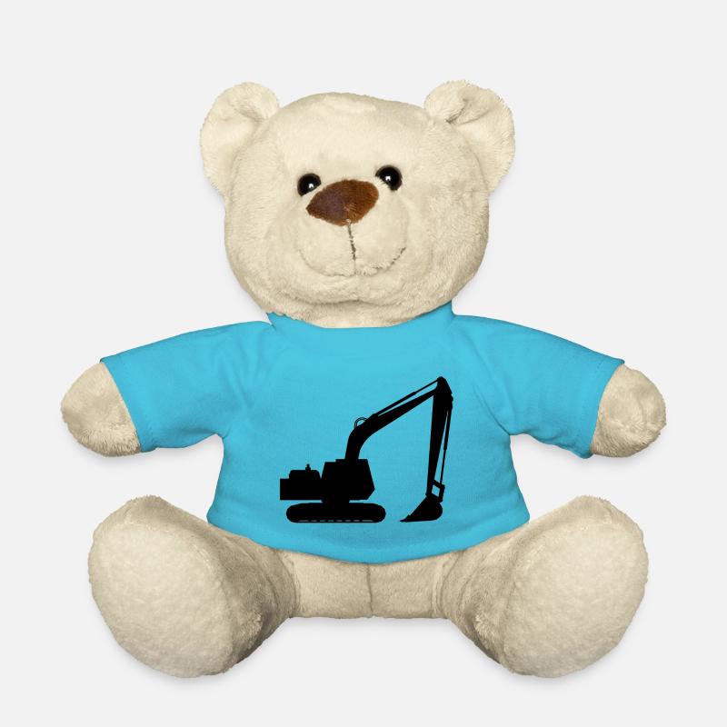 Silhouette mit einem Schaufelbagger, Bagger - Teddy - Atollblau