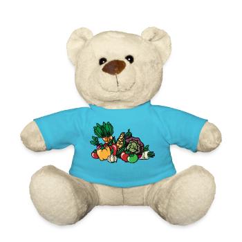 Vegetables Vegetable Basket Vegetables Vegan Plant-based - Teddy Bear - atoll blue - Front
