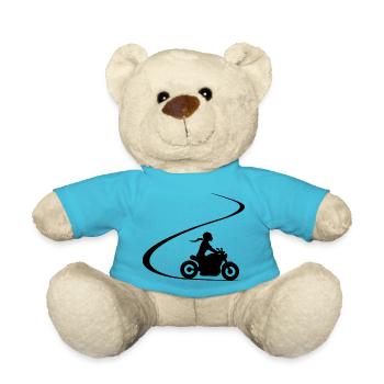 Bikerin Kurve Chopper Motorradfahrerin Cruiser - Teddy - Atollblau - Vorne