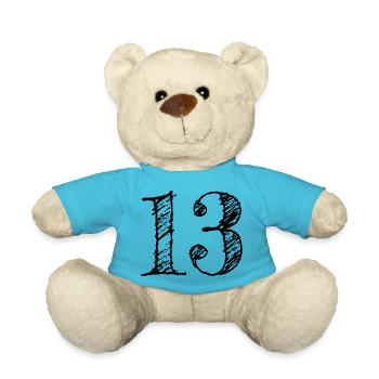Abbildung 13 13 - Nummer 13 (hand-drawn) - Teddy - Atollblau - Vorne