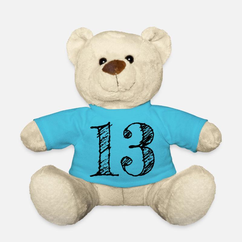 Abbildung 13 13 - Nummer 13 (hand-drawn) - Teddy - Atollblau