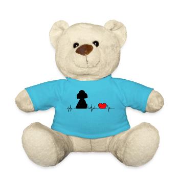 Poodle Heart Frequency - heartbeat black poodle - Teddy Bear - atoll blue - Front