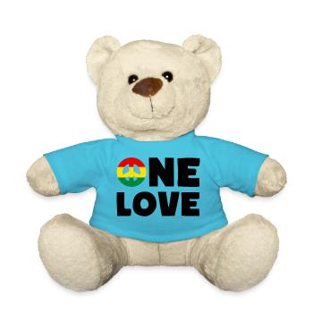 ONE LOVE Peace Jamaica Reggae Rastafari - Teddy - Atollblau - Vorne