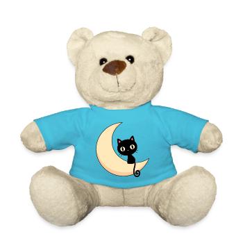 doux chat sur lune,chat,mond - Nounours - bleu outremer - Devant