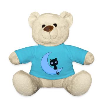 mignon chat avec lune,chat,lune - Nounours - bleu outremer - Devant