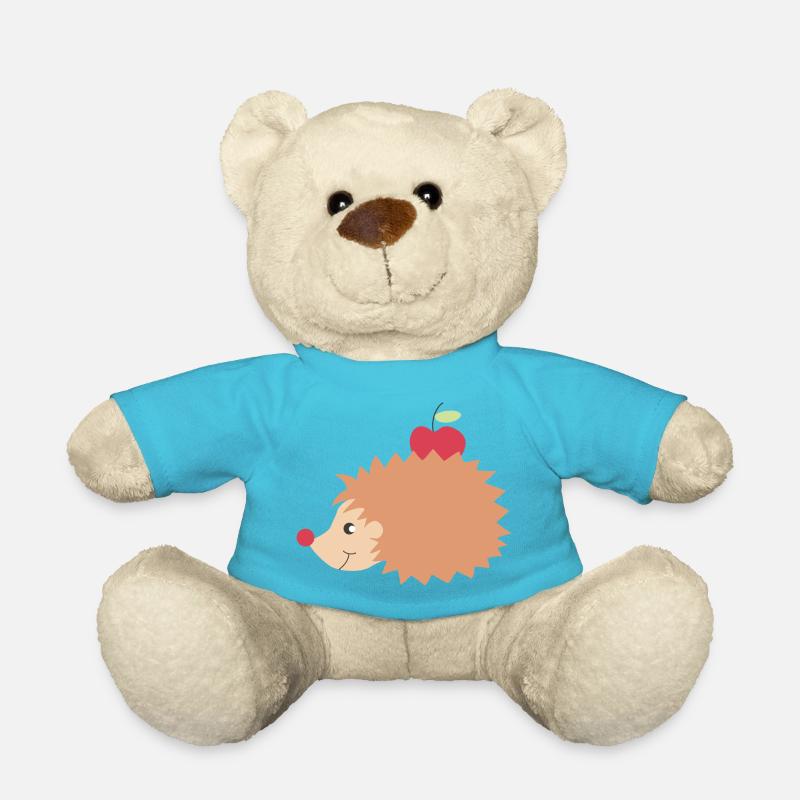 Igel mit Apfel - Teddy - Atollblau