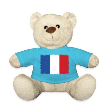 Frankreich Grunge Flagge - Teddy - Atollblau - Vorne