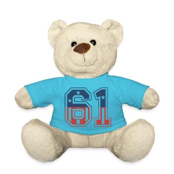 Number 61 USA - Teddy Bear - atoll blue - Front