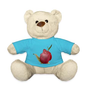 Red Rose - Teddy Bear - atoll blue - Front