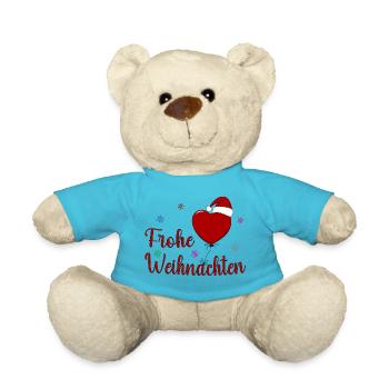 Frohe Weihnachten Herz - Teddy - Atollblau - Vorne