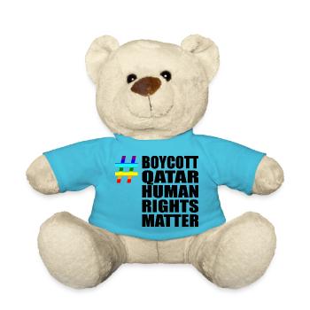 Boycott Qatar Katar Human Rights Matter Spruch - Teddy - Atollblau - Vorne