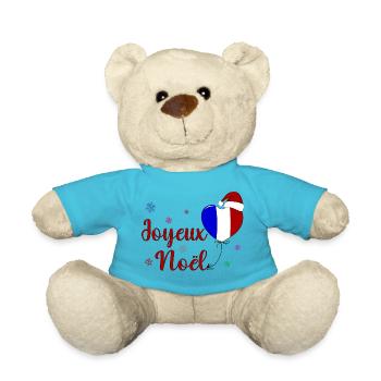 Joyeux Noel Weihnachten Frankreich Flagge - Teddy - Atollblau - Vorne