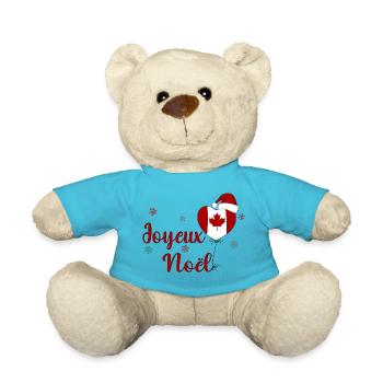 Joyeux Noel Canada Flag Heart - Teddy Bear - atoll blue - Front