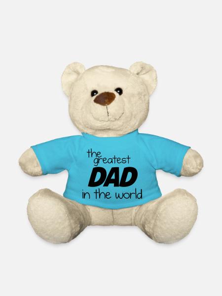 The Greatest Dad in the World- Black - Teddy Bear - atoll blue