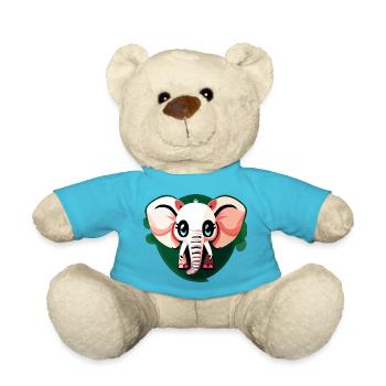 Little Elephant Cartoon Cute Adventure 13 - Teddy Bear - atoll blue - Front