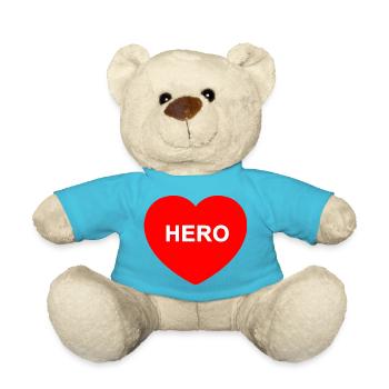 Heart of a Hero - Red Love Heart. - Teddy Bear - atoll blue - Front