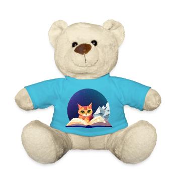 Kätzchen Bücher Katze Lesen Kater Buch Hauskatze - Teddy - Atollblau - Vorne