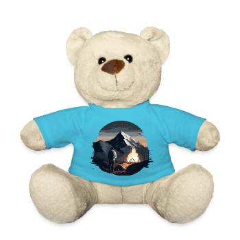 Feu de camp en camping en montagne Chemise de plein air - Nounours - bleu outremer - Devant