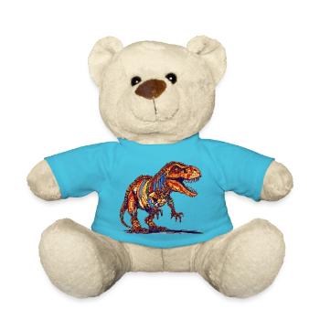 Pixel Dino dans le style des anciens graphismes de jeux vidéo - Nounours - bleu outremer - Devant