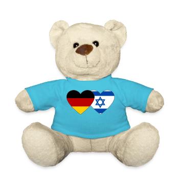 Germany Israel Flag Heart - Teddy Bear - atoll blue - Front