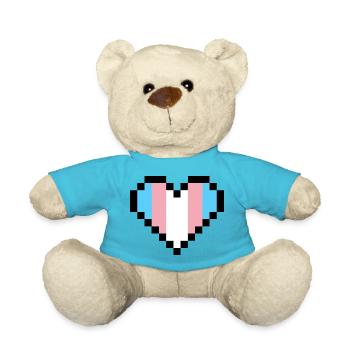 Fierté transgenre Pixel Art Cœur - Nounours - bleu outremer - Devant