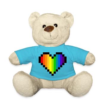Cœur arc-en-ciel Pixel Art - Fierté LGBT - Nounours - bleu outremer - Devant