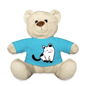 White kitten - Teddy Bear - atoll blue - Front