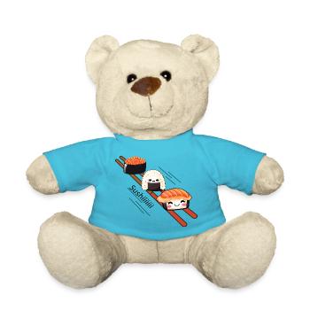 Sushi sliding on Chopstick - Teddy Bear - atoll blue - Front