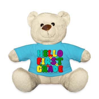 Bonjour première année, école, inscription à l’école, début de l’école - Nounours - bleu outremer - Devant
