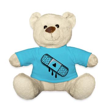 Klebepflaster mit Liebesherz - Teddy - Atollblau - Vorne