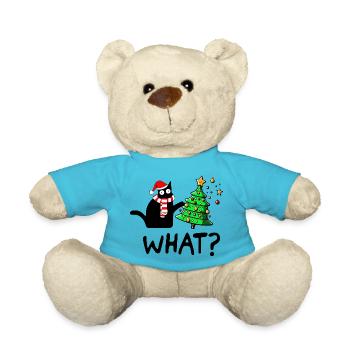 Freche Katze Weihnachtsbaum Katzenmama Geschenk - Teddy - Atollblau - Vorne
