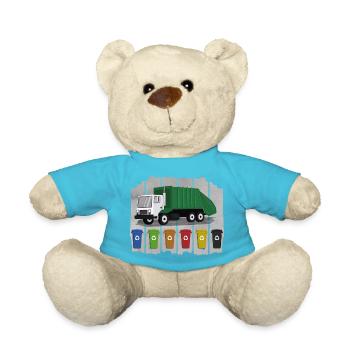Müllwagen Liebe Müllabfuhr Kind Junge I Geschenk - Teddy - Atollblau - Vorne