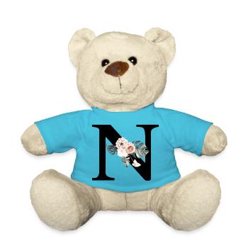 Tropischer Blumenbuchstabe N - Teddy - Atollblau - Vorne