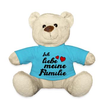 Family I Love Heart - Teddy Bear - atoll blue - Front